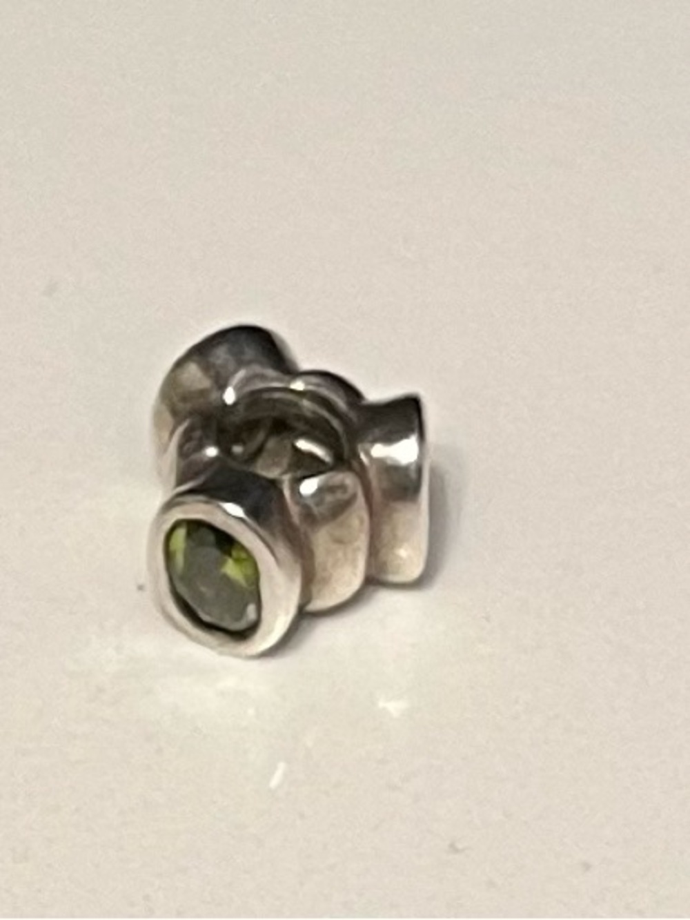 Pandora Sterling Silver Spacer Bead with Green Stone
